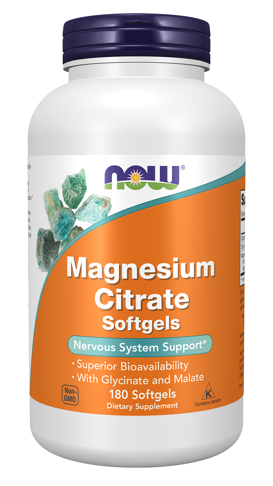 NOW Supplements, Magnesium Citrate, With Glycinate & Malate, 180 Softgels — product image