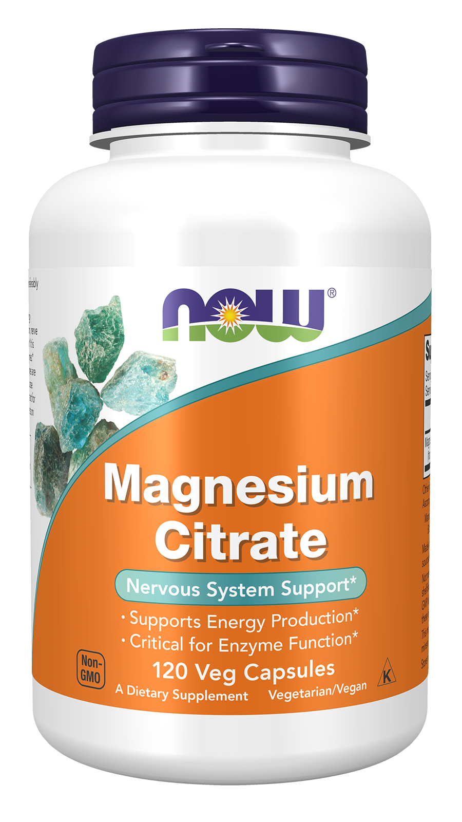 NOW Supplements, Magnesium Citrate, Enzyme Function*, 120 Veg Caps — product image