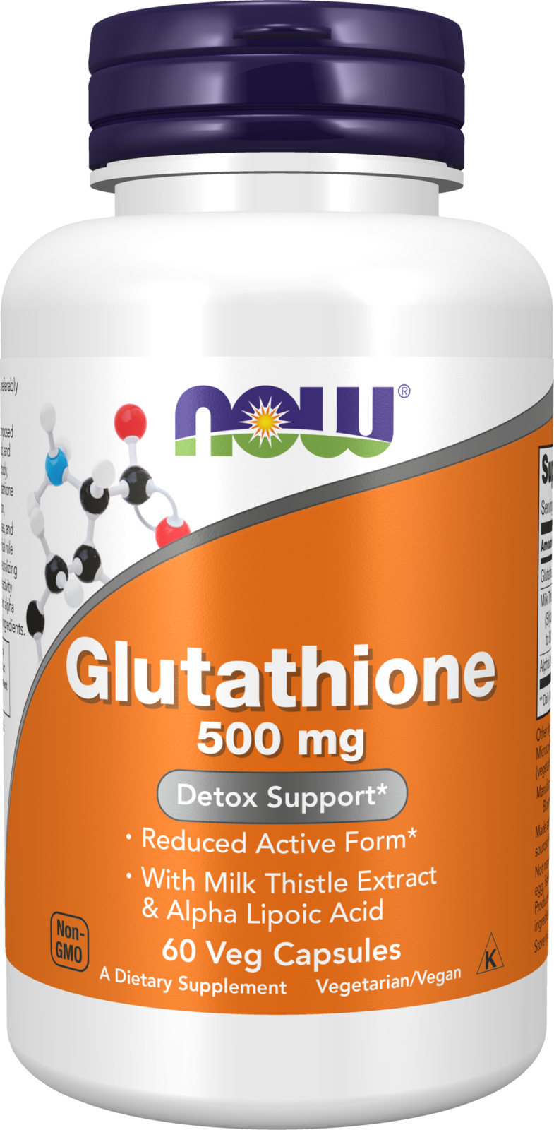 NOW Supplements, Glutathione 500 mg, Detoxification Support*, 60 Veg Caps — product image