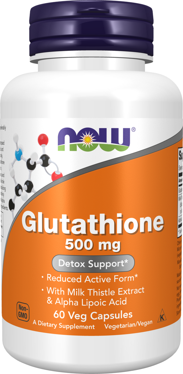 NOW Supplements, Glutathione 500 mg, Detoxification Support*, 60 Veg Caps — product image