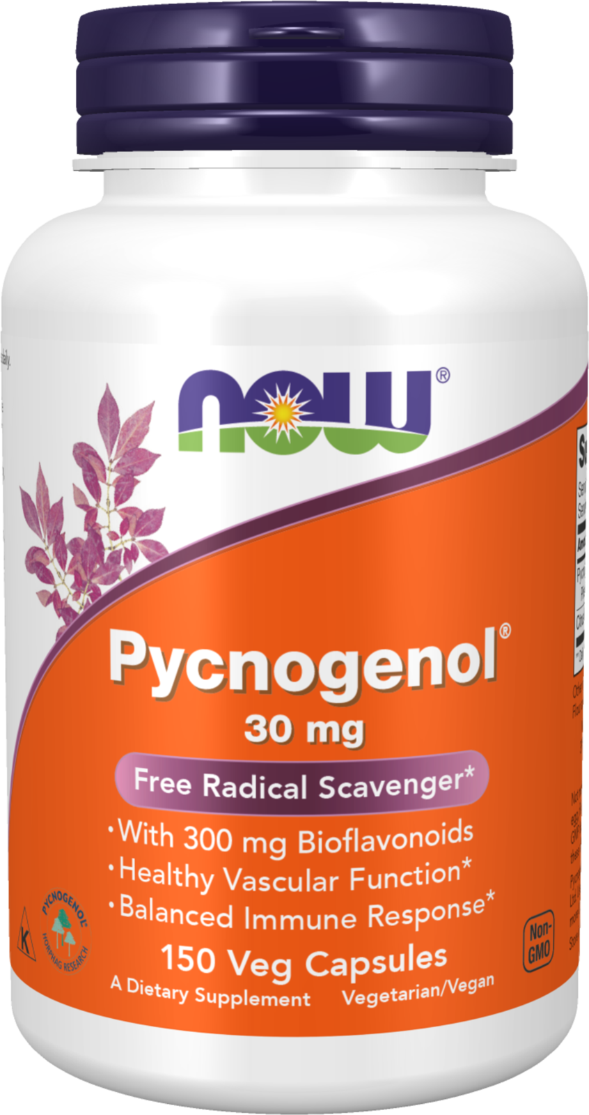 NOW Supplements, Pycnogenol 30 mg with 300 mg Bioflavonoids, 150 Veg Caps — product image