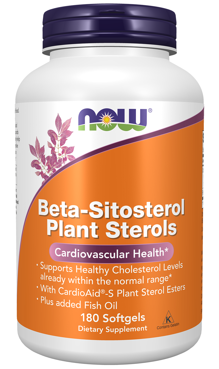 NOW Supplements, Beta-Sitosterol Plant Sterols CardioAid®-S, 180 Softgels — product image