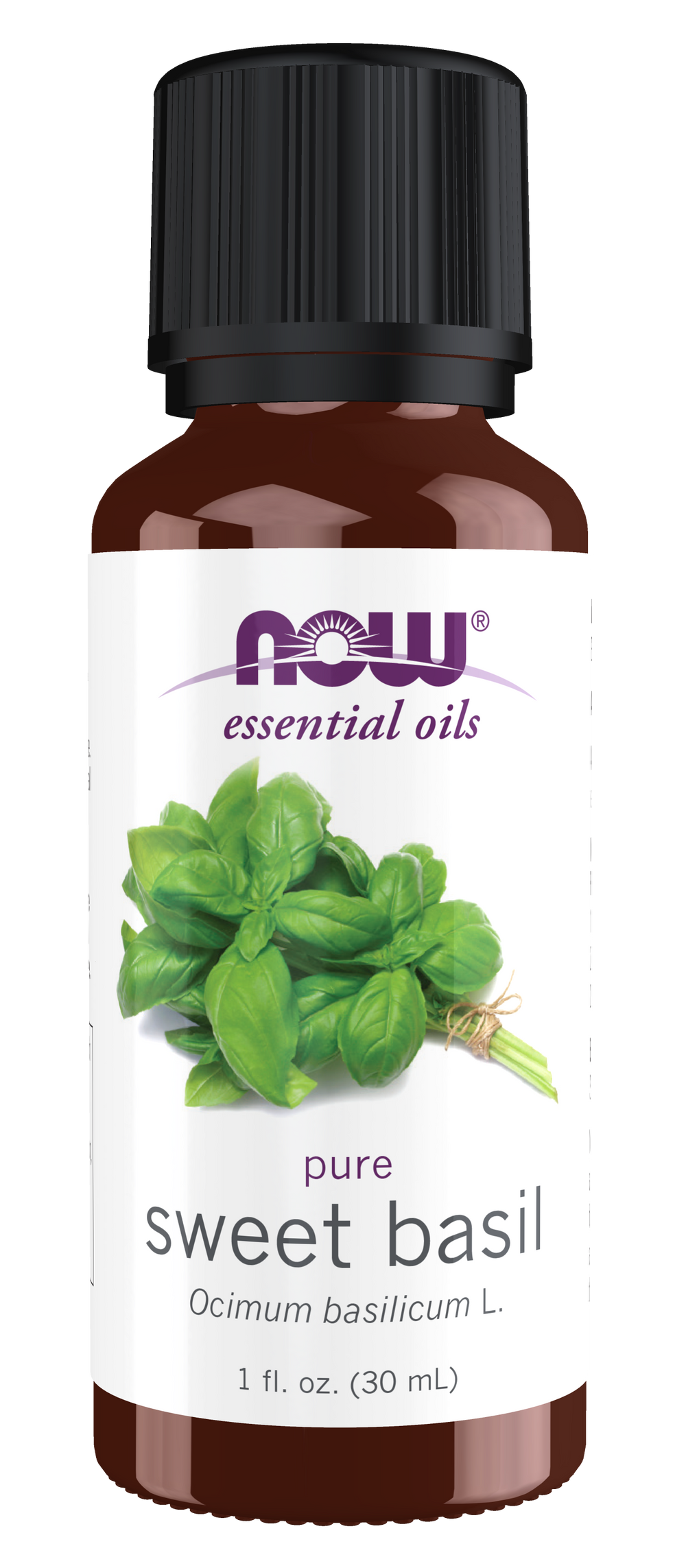 NOW Essential Oils, Sweet Basil Oil, Undiluted, Steam Distilled, 1 fl. oz — product image