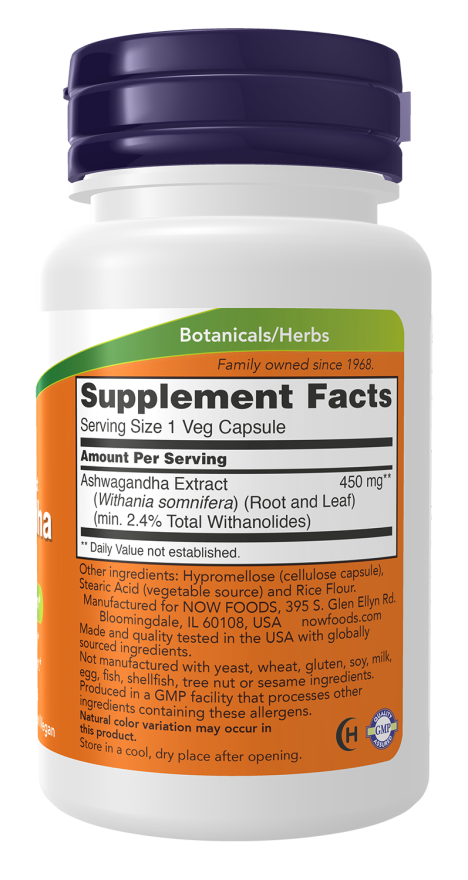 Now Foods Ashwagandha 450 mg 90 Veg Capsules