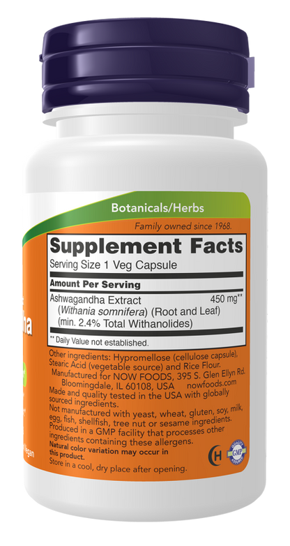 Now Foods Ashwagandha 450 mg 90 Veg Capsules