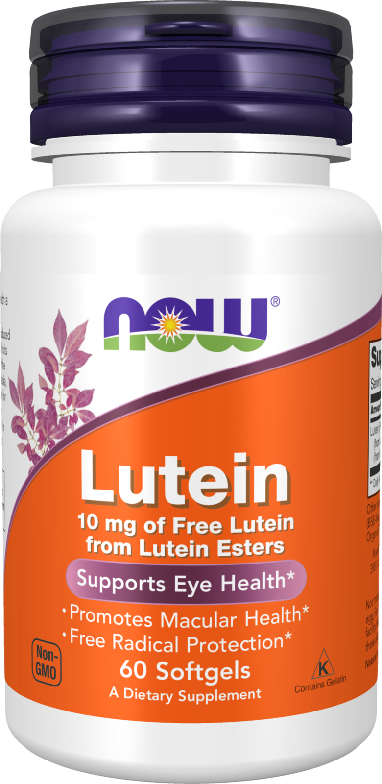 NOW Supplements, Lutein with 10 mg of Free Lutein, 60 Softgels — product image