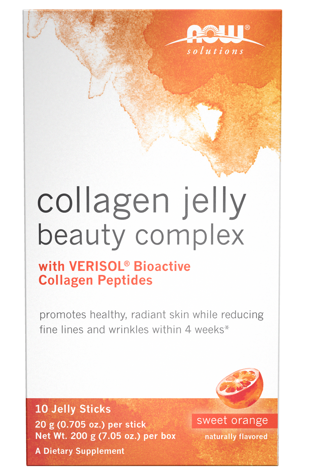 NOW Solutions, Collagen Jelly Beauty Complex, Orange, 10 Jelly Sticks — product image