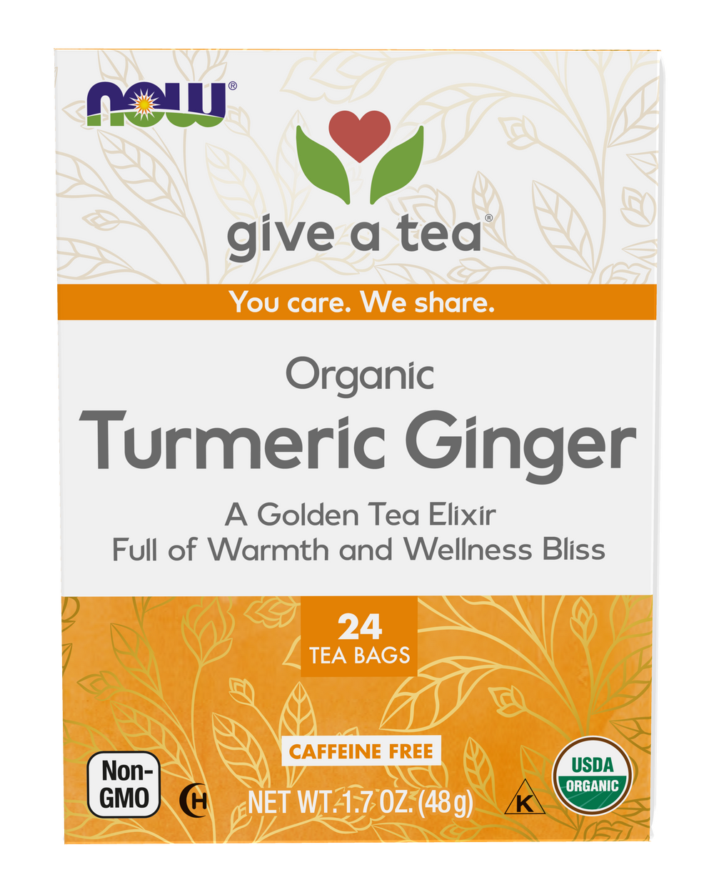 NOW Give a Tea® Organic Turmeric Ginger, Caffeine-Free, 24 bags — product image