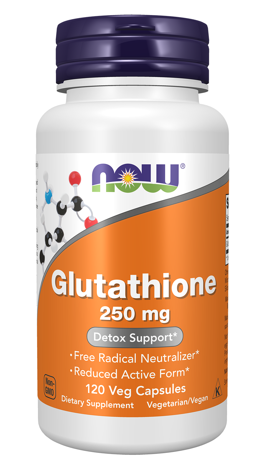 NOW Supplements, Glutathione 250 mg, Detoxification Support*, 120 Veg Caps — product image
