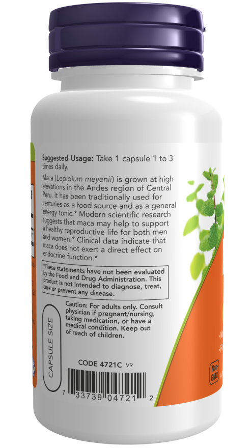 Now Foods Maca 500 mg 100 Veg Capsules