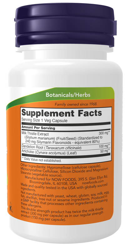 Now Foods Milk Thistle Extract, Double Strength 300 mg 200 Veg Capsules