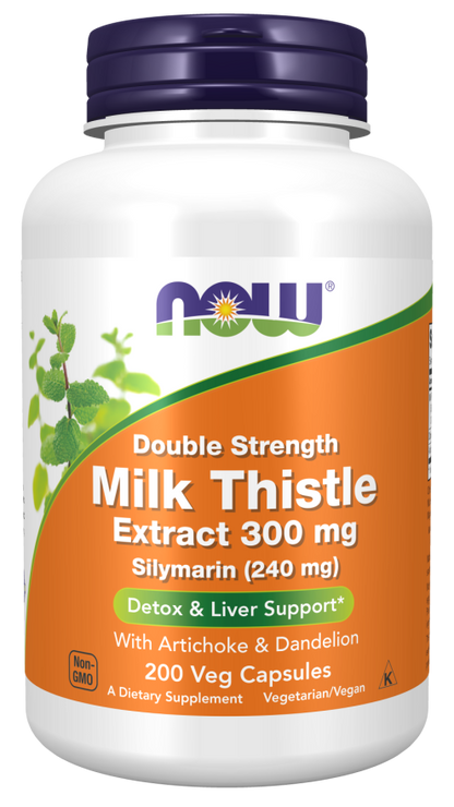 Now Foods Milk Thistle Extract, Double Strength 300 mg 200 Veg Capsules