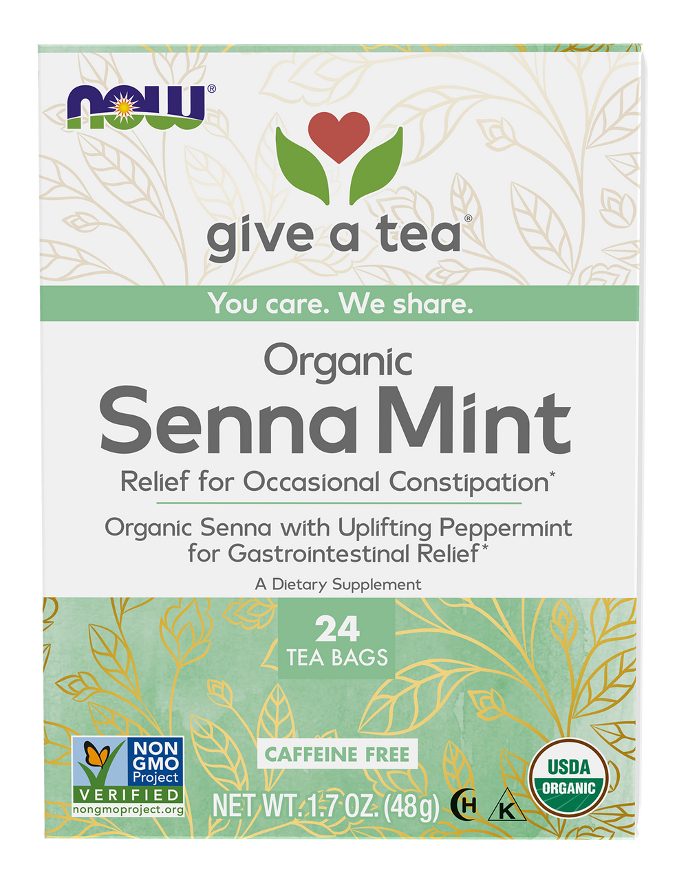 NOW Give a Tea® Organic Senna Mint Tea, Occasional Constipation*, 24 bags — product image