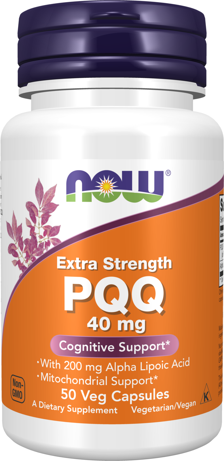 NOW Supplements, PQQ 40 mg with 200 mg Alpha Lipoic Acid, 50 Veg Caps — product image