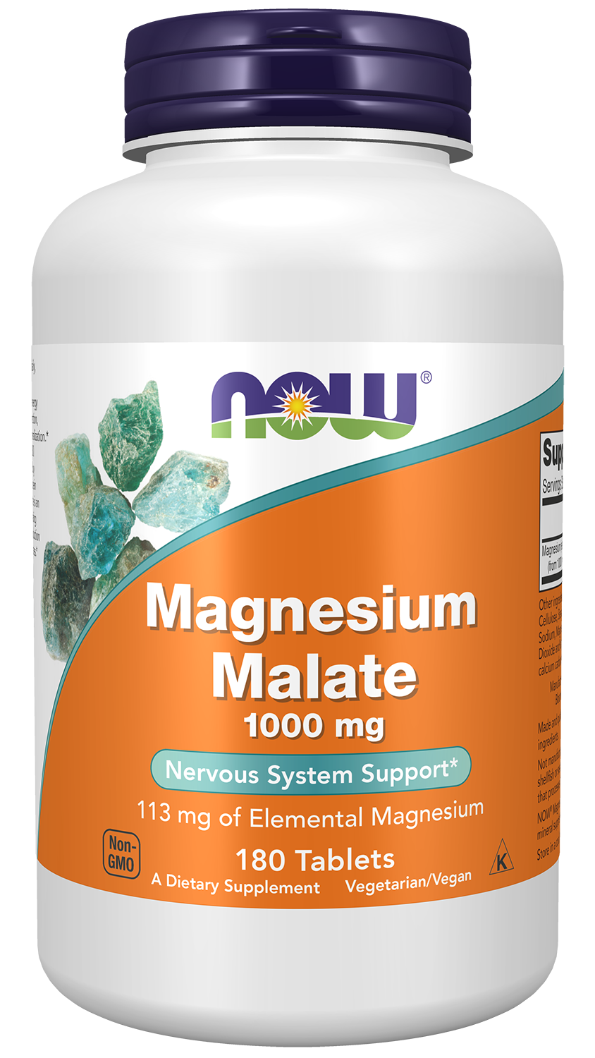 NOW Supplements, Magnesium Malate 1000 mg, Energy Production*, 180 Tabs — product image
