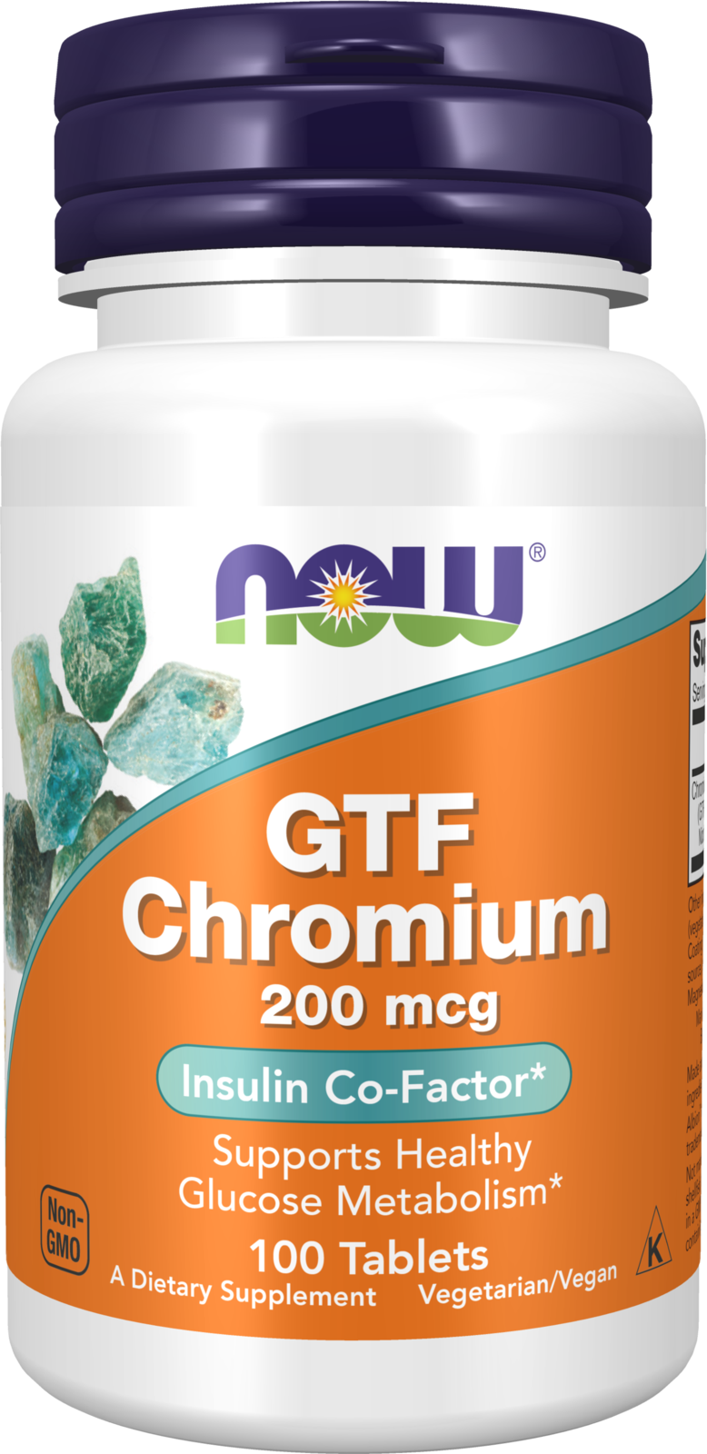 NOW Supplements, GTF (Glucose Tolerance Factor) Chromium 200 mcg, 100 Tabs — product image
