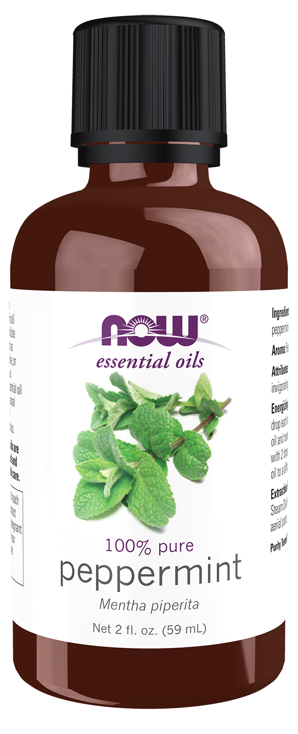 NOW Essential Oils, Peppermint Oil, Steam Distilled, Undiluted, 2 fl. oz — product image