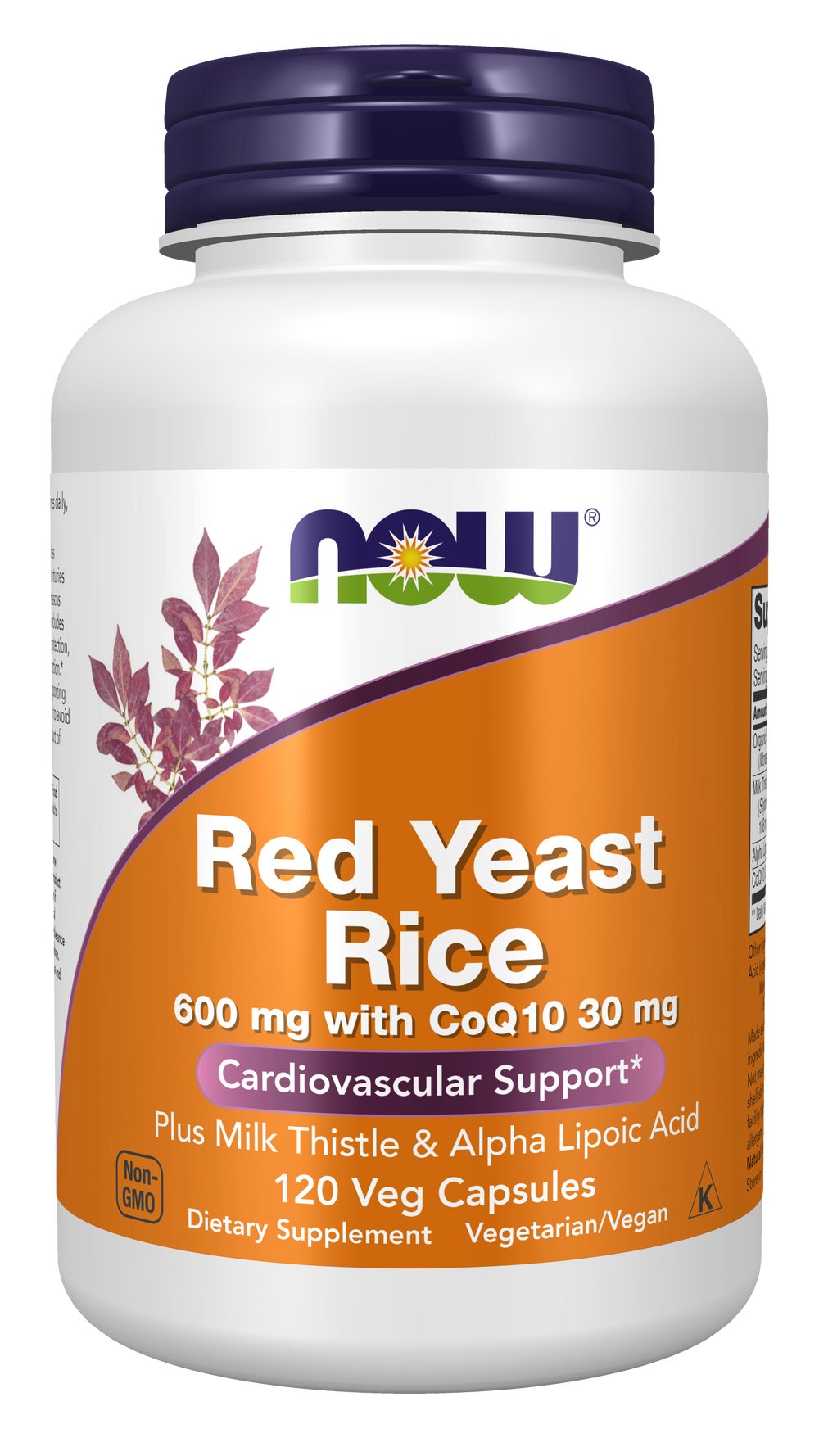 NOW Supplements, Red Yeast Rice with CoQ10, Milk Thistle, ALA, 120 Veg Caps — product image