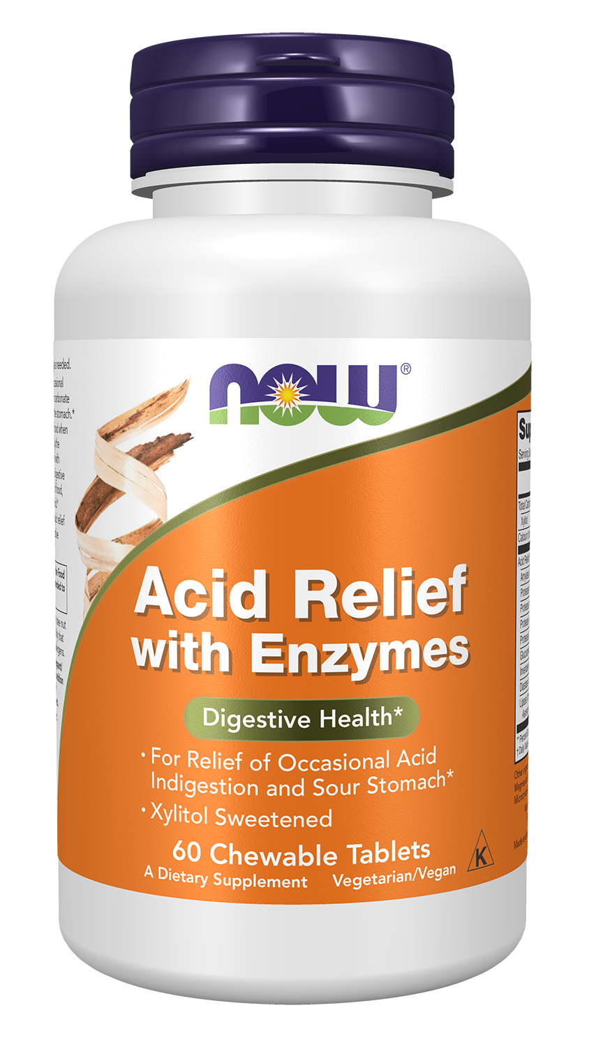 NOW Supplements, Acid Relief with Enzymes, Digestive Health*, 60 Chewables — product image
