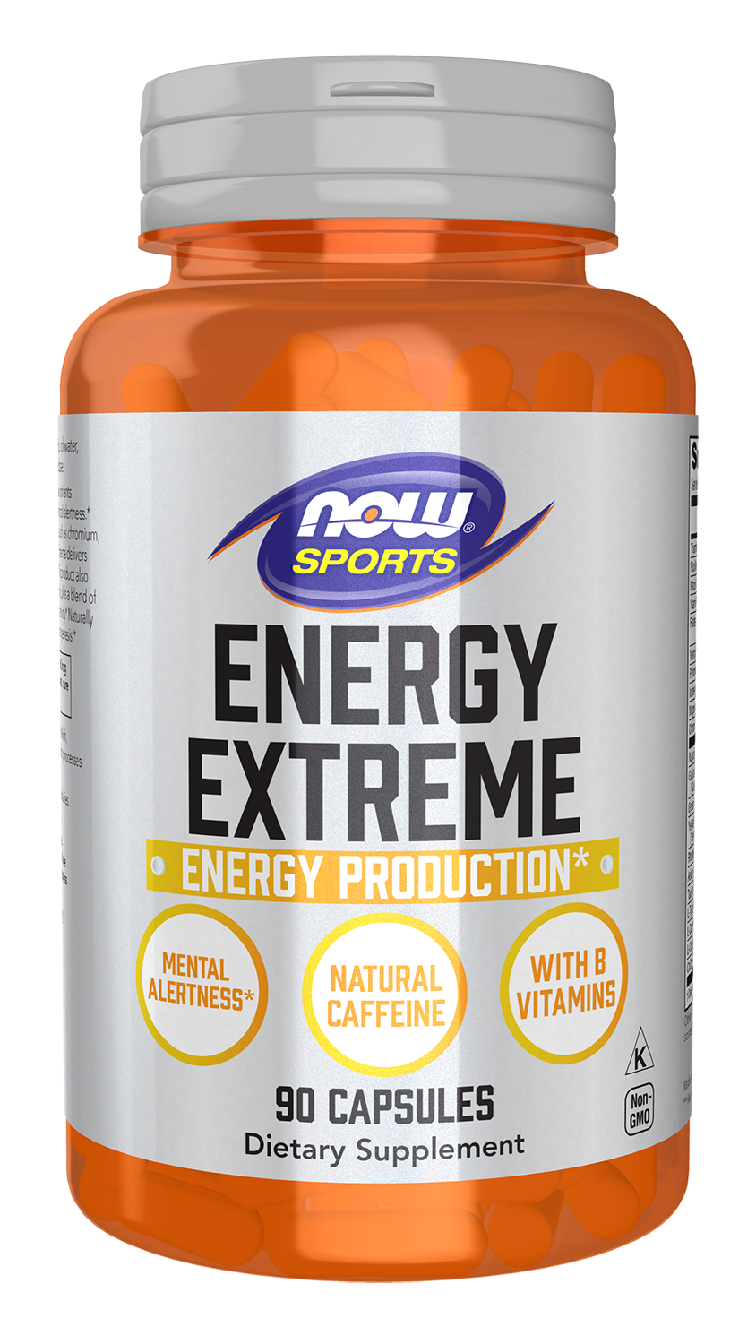 NOW Sports, Energy Extreme, Natural Caffeine and B Vitamins, 90 Veg Caps — product image