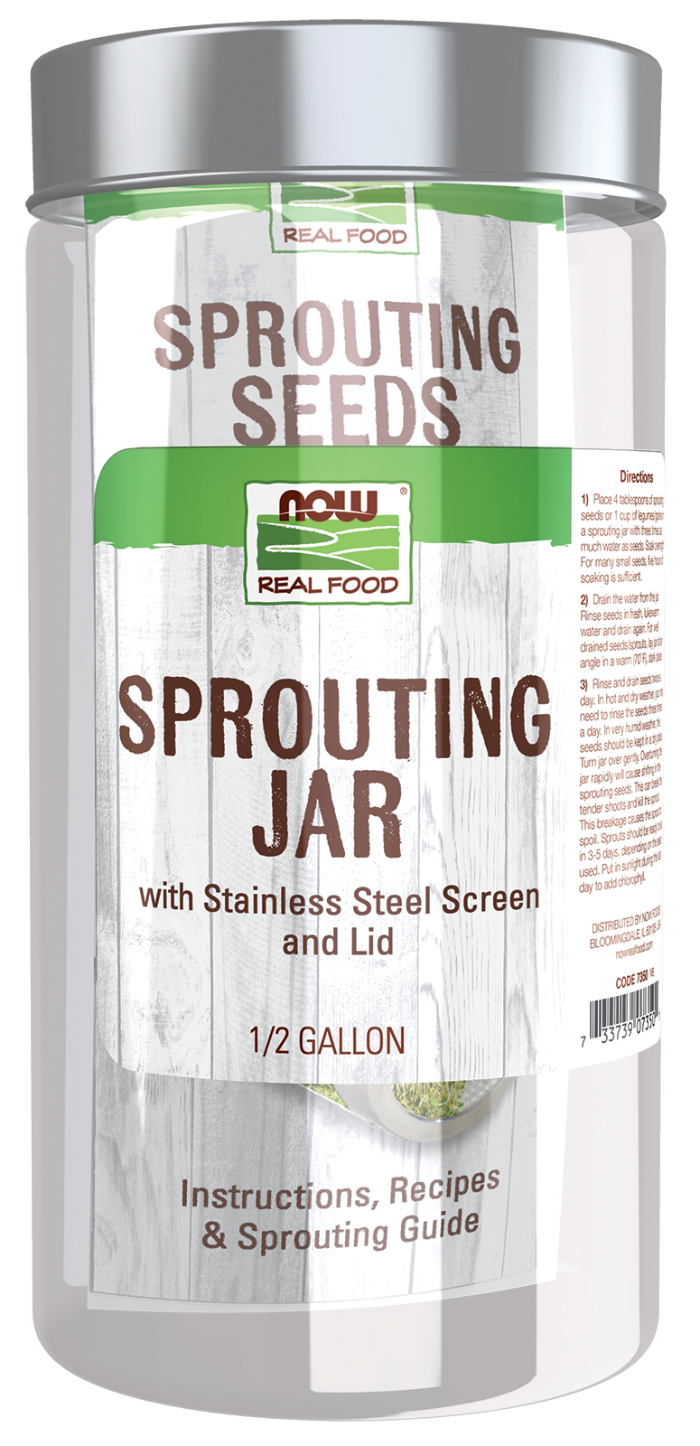 NOW Foods, Sprouting Jar with Stainless Steel Screen, 1 Jar — product image
