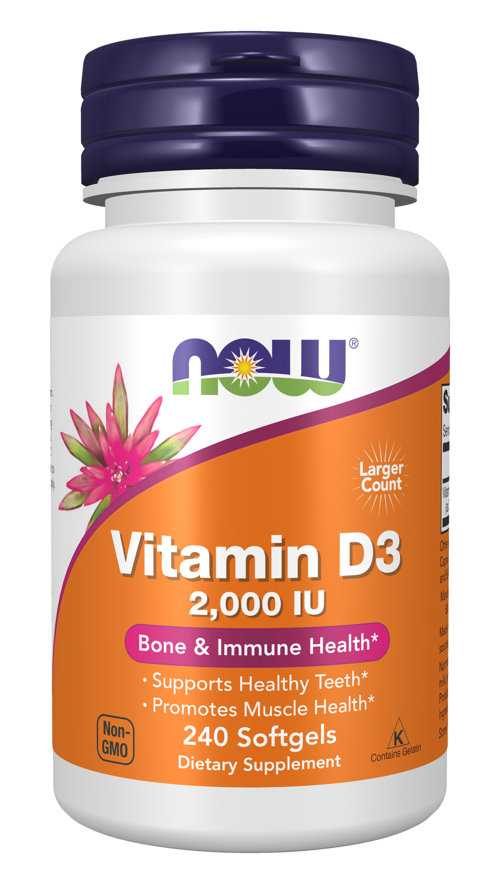 NOW Supplements, Vitamin D-3 2,000 IU, Structural Support*, 240 Softgels — product image