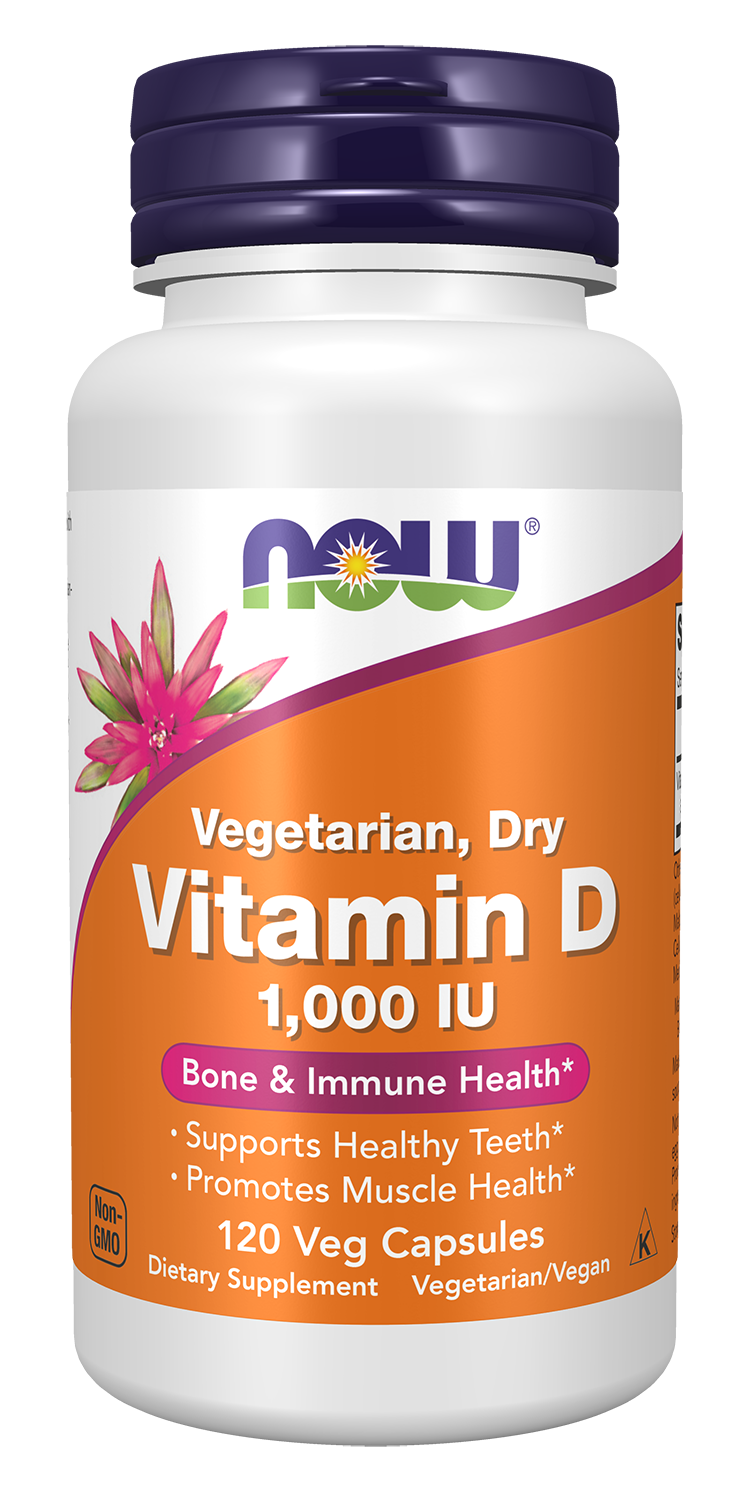 NOW Supplements, Vitamin D 1,000 IU Dry, Structural Support*, 120 Veg Caps — product image
