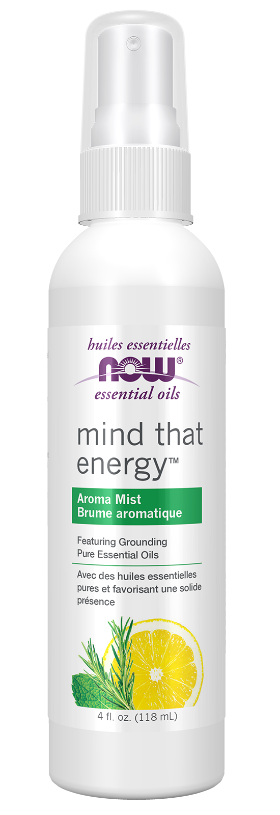 NOW Essential Oils, Mind That Energy™ Grounding Aroma Mist, 4 fl. oz. — product image