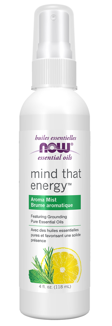 NOW Essential Oils, Mind That Energy™ Grounding Aroma Mist, 4 fl. oz.