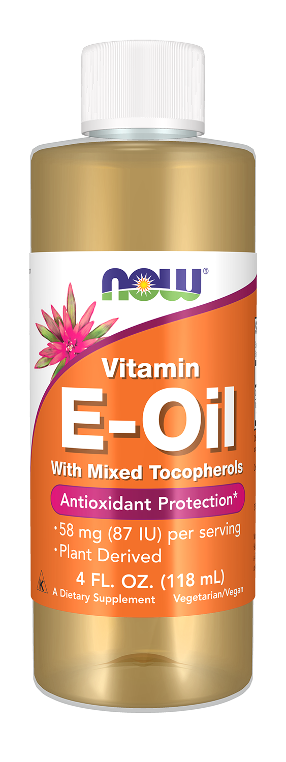 NOW Supplements, Vitamin E-Oil plus Mixed Tocopherols,  4-oz — product image