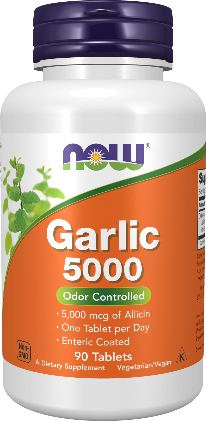NOW Supplements, Garlic 5,000, Enteric Coated, Odor Controlled, 90 Tabs — product image