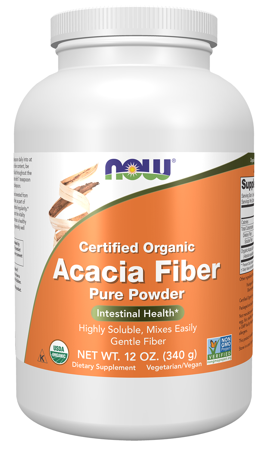 NOW Supplements, Organic Acacia Powder, Highly Soluble, 12 oz — product image