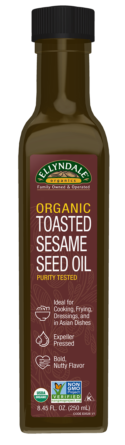 Ellyndale® Toasted and Organic Sesame Seed Oil, Glass Bottle, 8.45 fl. oz. — product image