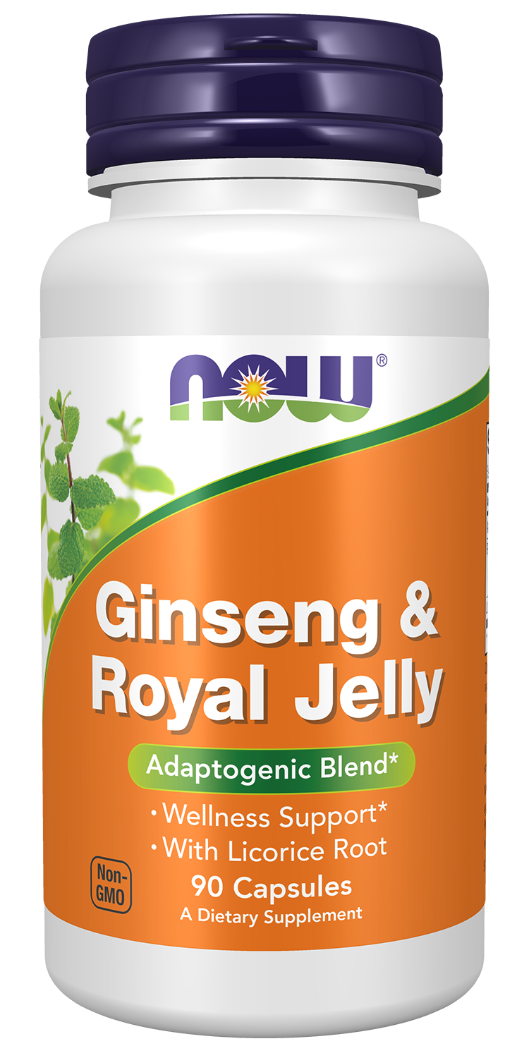 NOW Supplements, Ginseng & Royal Jelly with Licorice Root, 90 Capsules — product image
