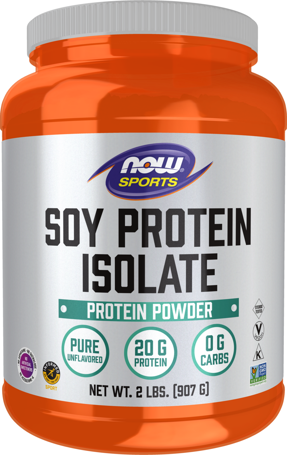 NOW Sports, Soy Protein Isolate 20g, Unflavored Powder, 2 lbs — product image