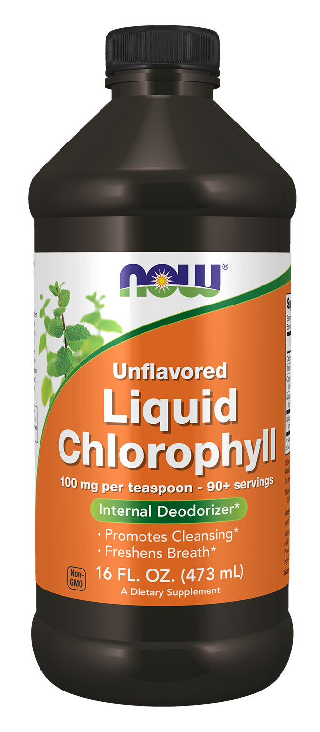 NOW Supplements, Unflavored Chlorophyll Liquid, 10mg per Teaspoon, 16 fl oz — product image