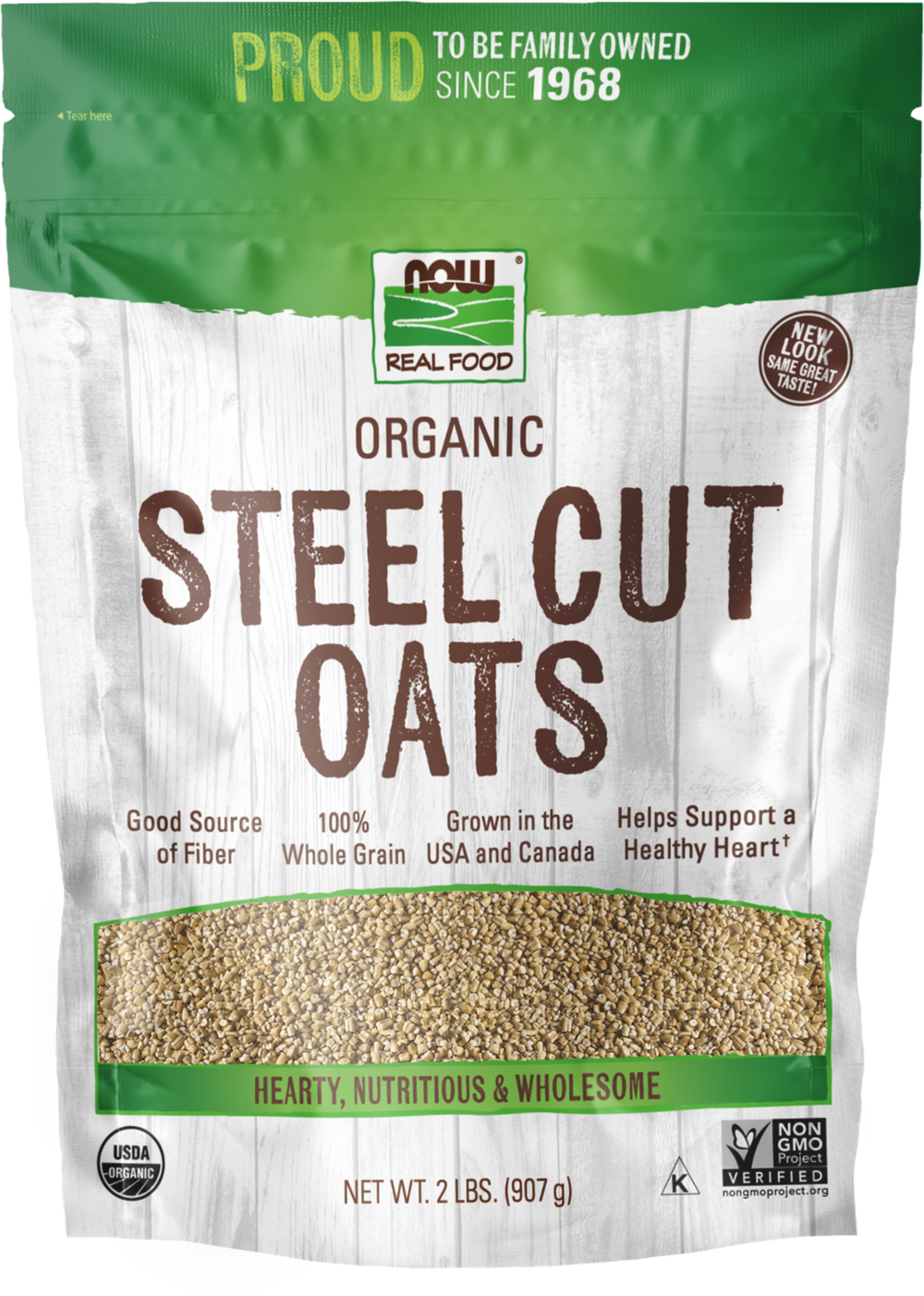 NOW Foods, Organic Steel Cut Oats, Whole Grain, Good Source of Fiber, 2 lbs — product image