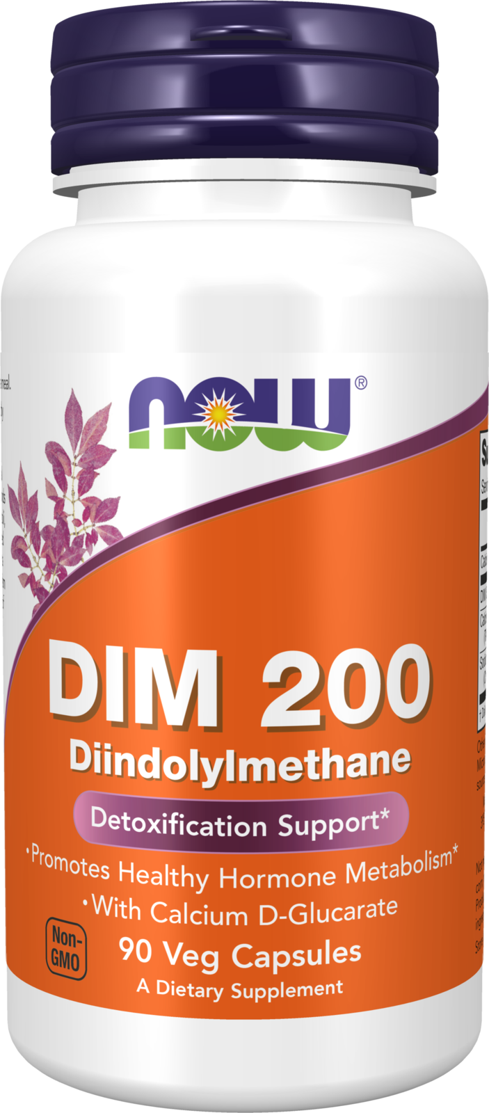 NOW Supplements, DIM 200 with Calcium D-Glucarate, 90 Veg Caps — product image