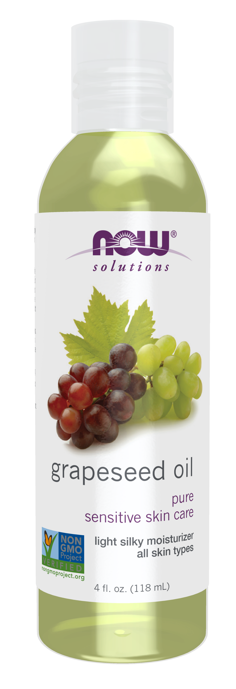 NOW Solutions, Grapeseed Oil, Sensitive Skin & All Skin Types, 4 fl. oz — product image