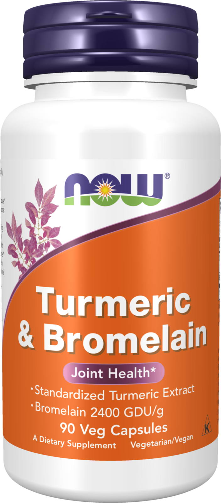 NOW Supplements, Turmeric & Bromelain 2400 GDU/g, 90 Veg Caps — product image