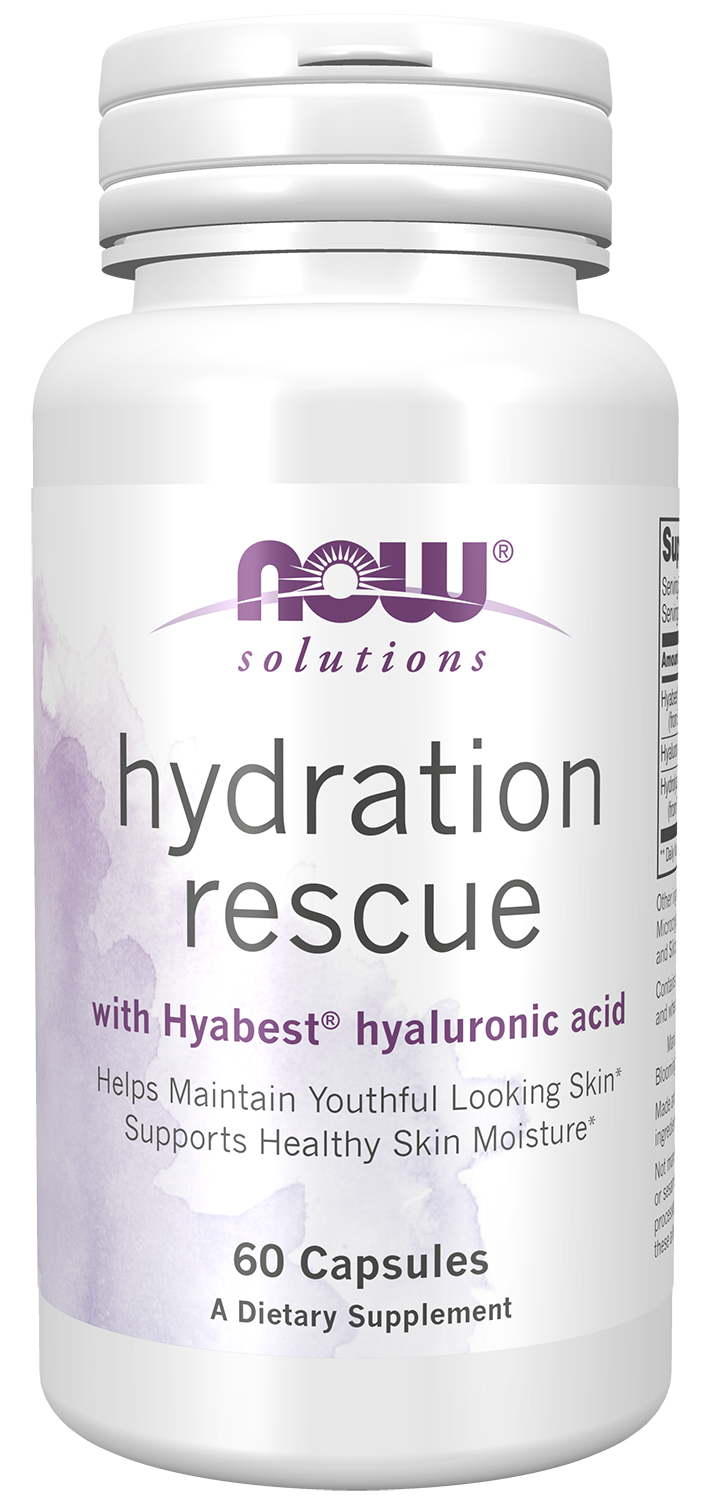 NOW Solutions, Hydration Rescue with Hyabest® hyaluronic acid, 60 Caps — product image