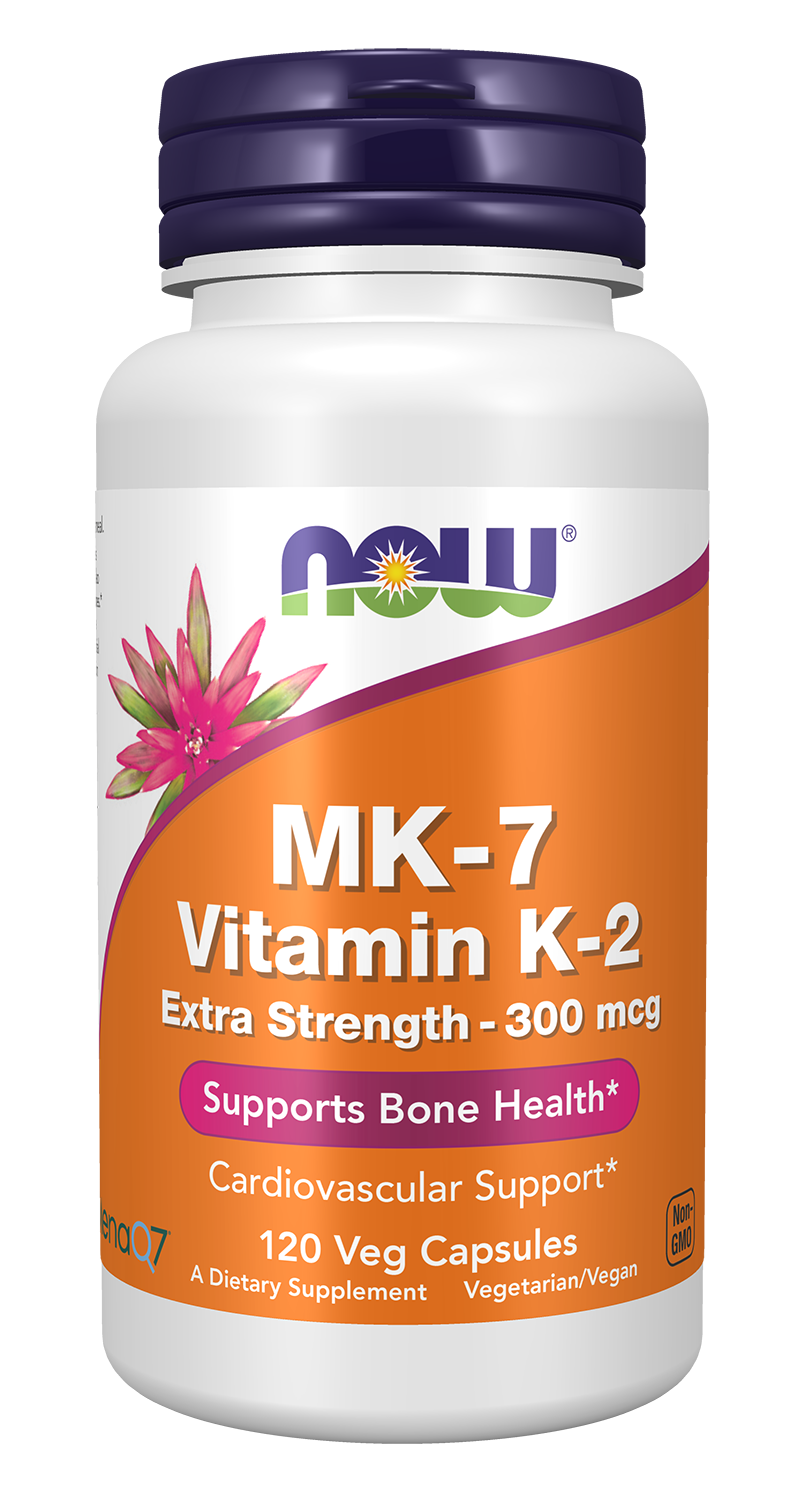NOW Supplements, MK-7 Vitamin K-2, Extra Strength 300 mcg, 120 Veg Caps — product image