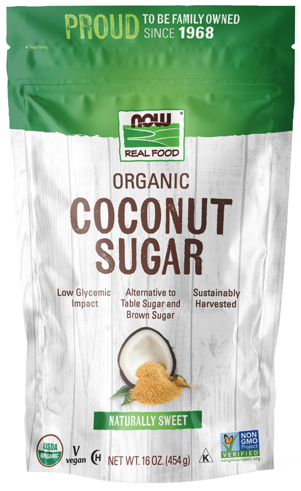 NOW Foods, Organic Coconut Sugar, Alternative to Table Sugar, 16 oz — product image