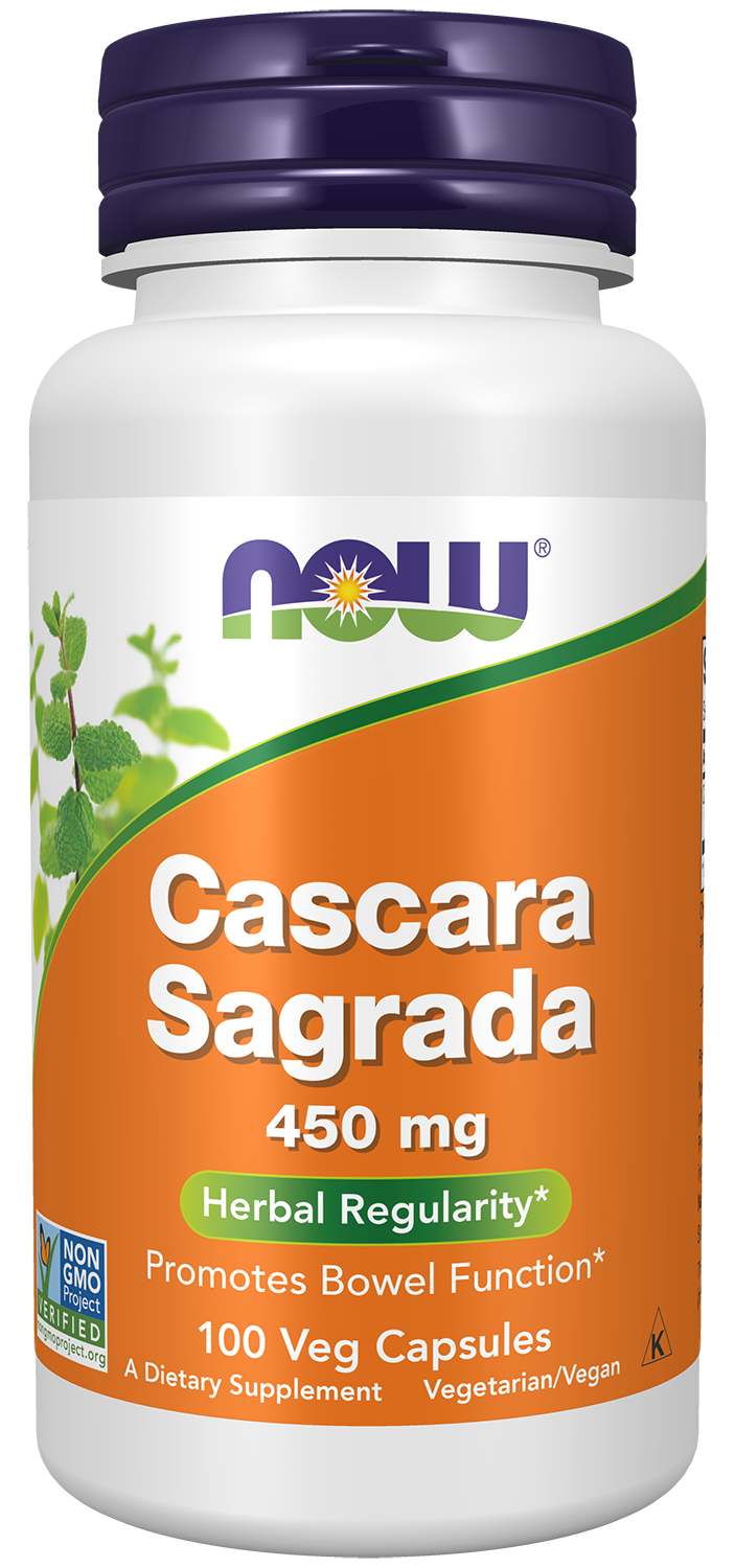 NOW Supplements, Cascara Sagrada 450 mg, Herbal Regularity*, 100 Veg Caps — product image