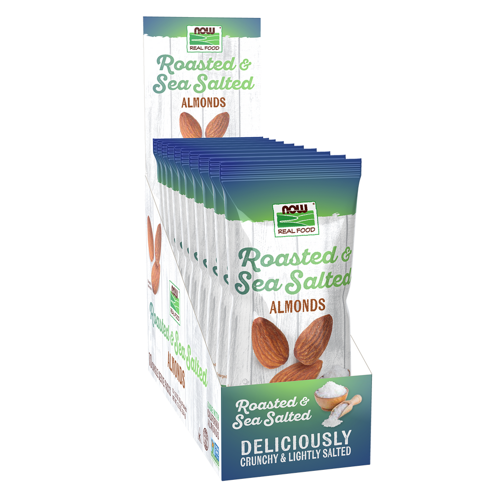 NOW Foods, Almonds, Roasted Sea Salted, Protein & Fiber, 10 Single Packets — product image