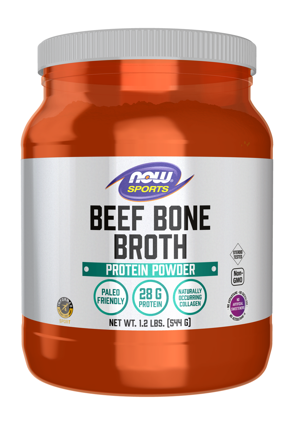 NOW Sports, Beef Bone Broth Powder, Naturally Occurring Collagen, 1.2 lbs — product image