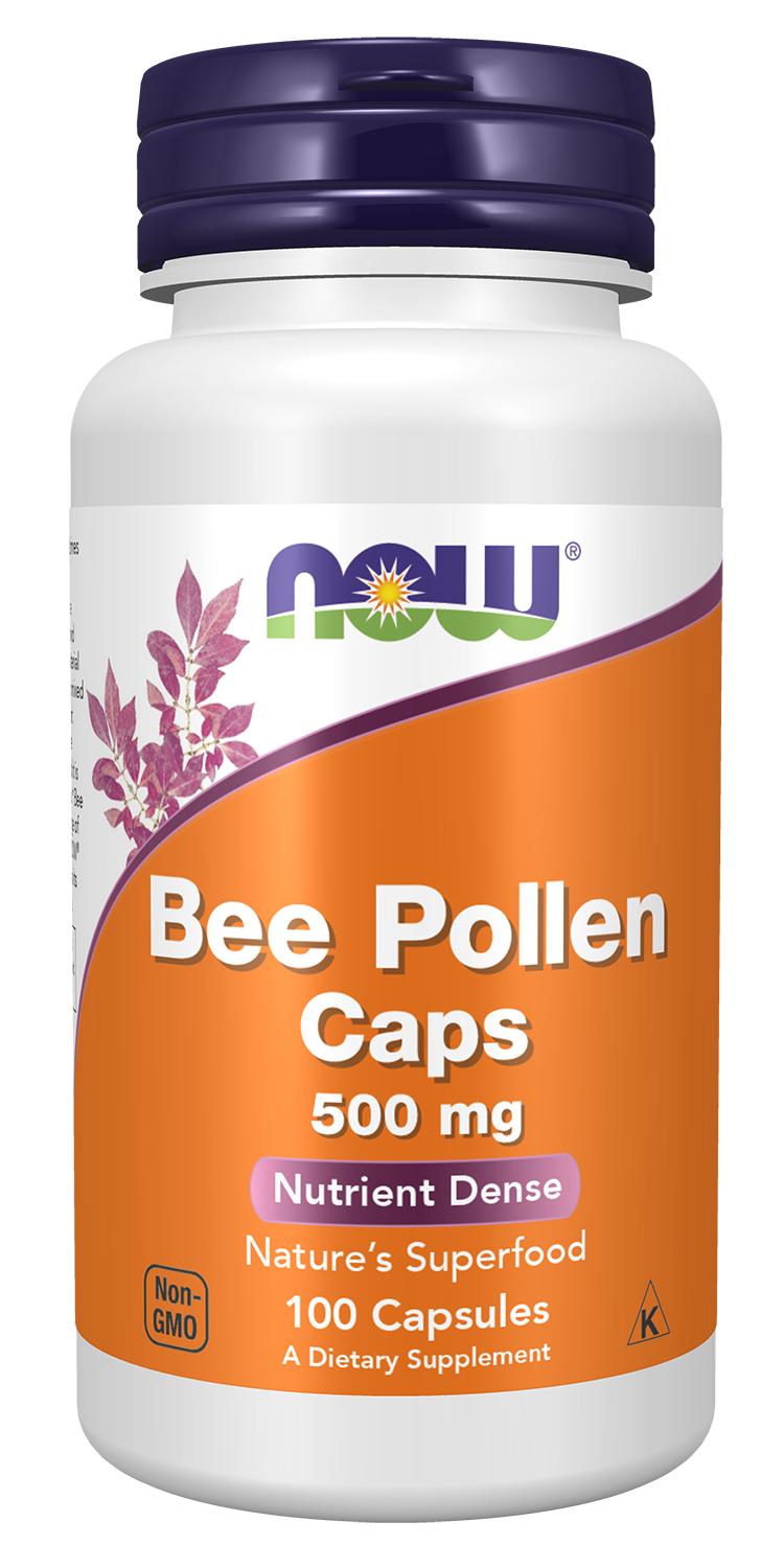 NOW Supplements, Bee Pollen 500 mg, Nature's Superfood, 100 Capsules — product image