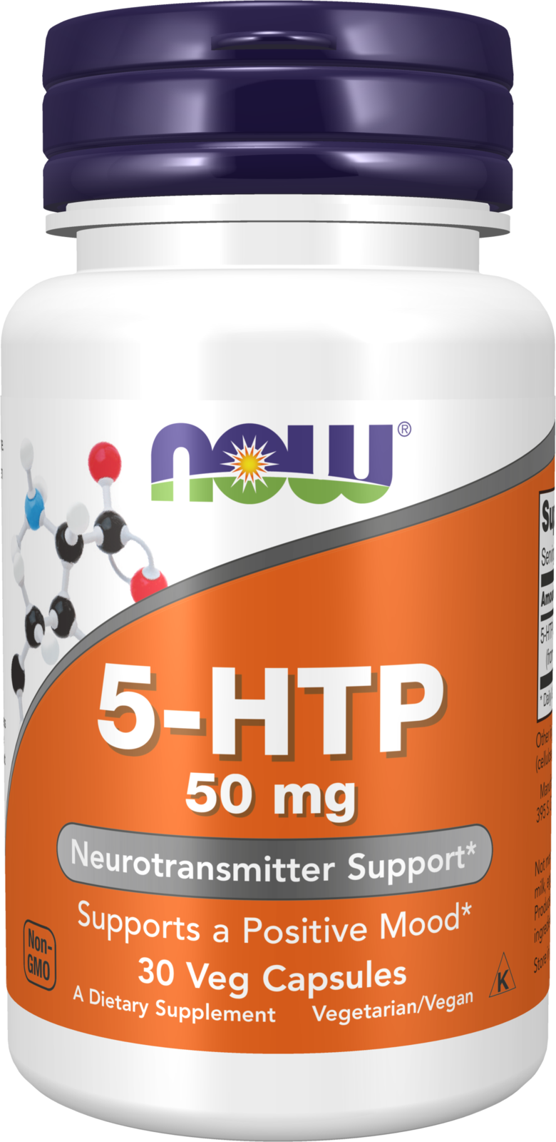 NOW Supplements, 5-HTP (5-hydroxytryptophan) 50 mg, 30 Veg Caps — product image
