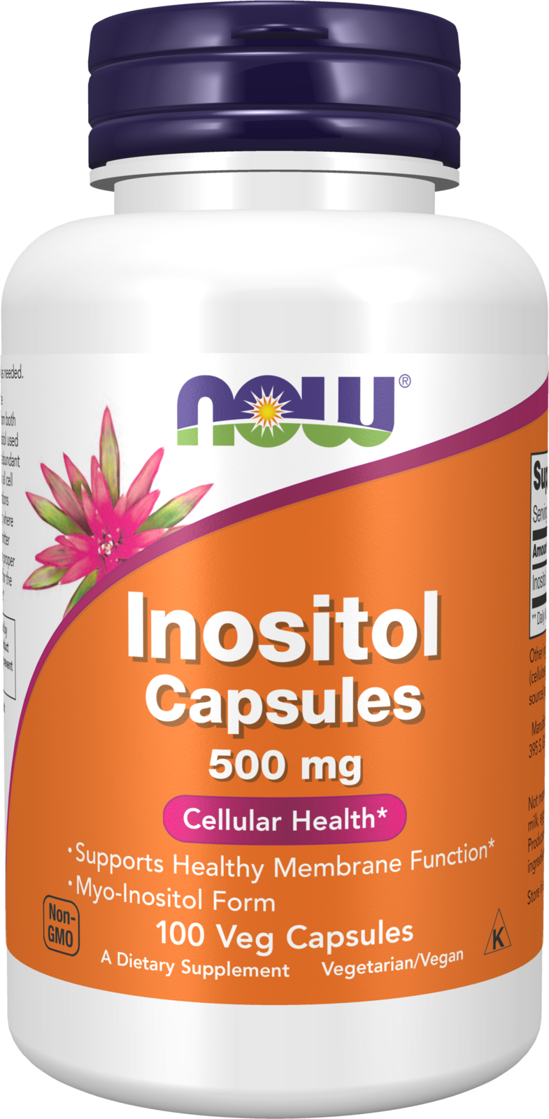 NOW Supplements, Inositol 500 mg, Cellular Health*, 100 Veg Caps — product image