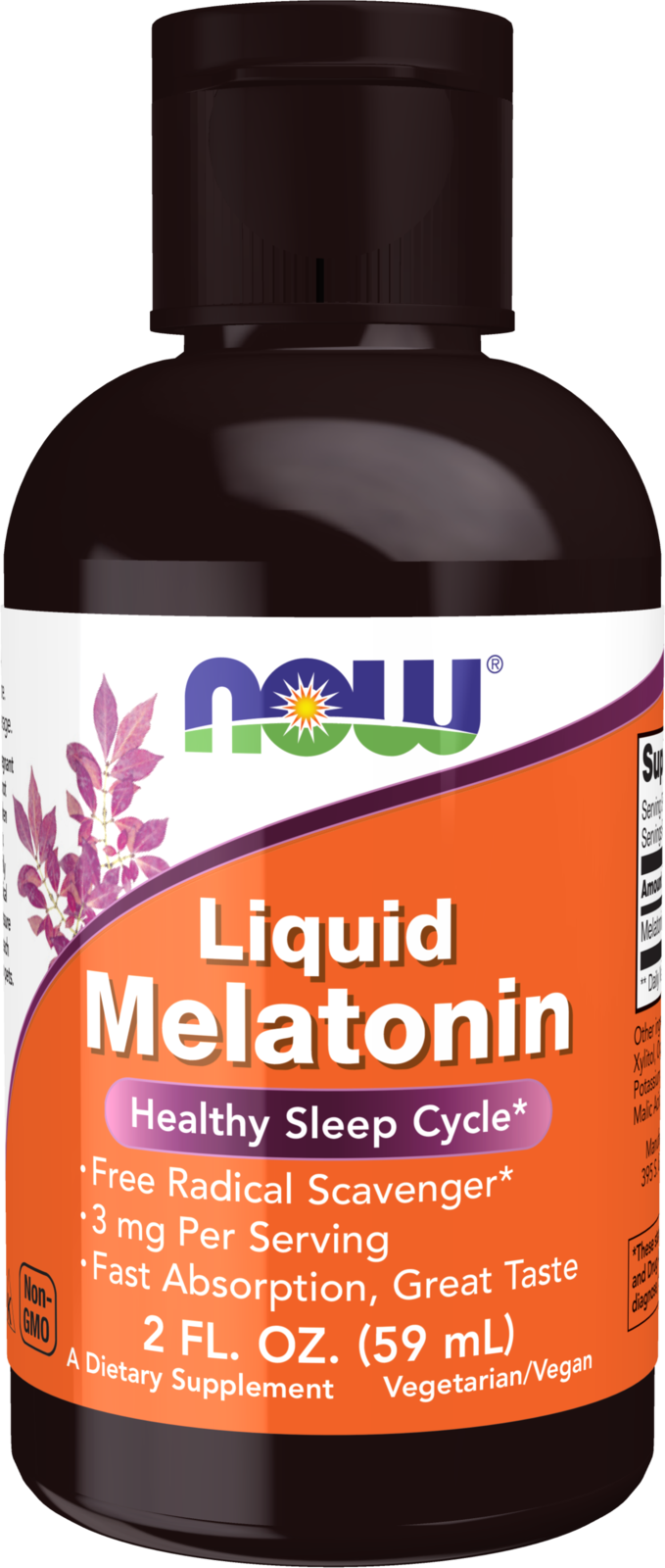 NOW Supplements, Liquid Melatonin, 3 mg Per Serving, Fast Absorption, 2 oz — product image